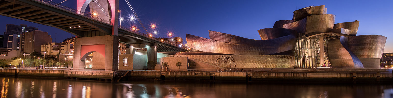 Panorámica nocturna del Museo Guggenheim, Bilbao Bilbao, Vizcaya