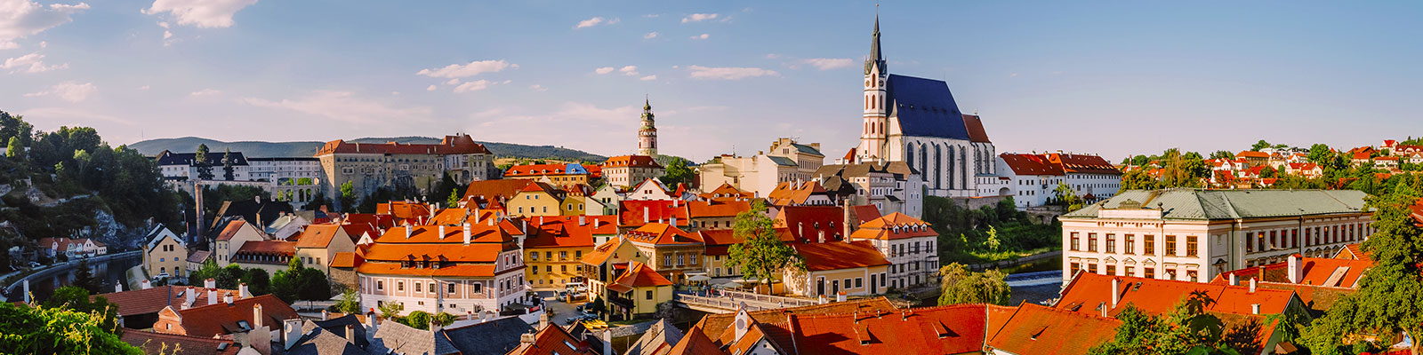 Vista panorámica de Cesky Krumlov, en República Checa