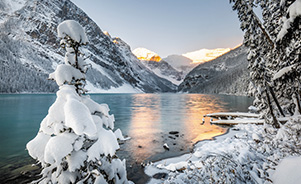 Vista panorámica del Lago Louise en invierno